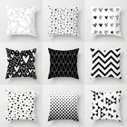 Чехлы на диванные подушки, Черный и белый геометрические декоративные наволочки для подушек, чехол для подушки из полиэстера, рисунок в полоску, геометрический рисунок, рисунок с наволочка