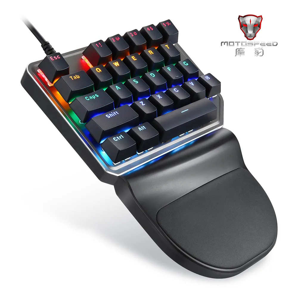 MOTOSPEED Одноручная мини клавиатура с разноцветным освещением Игровая Проводная