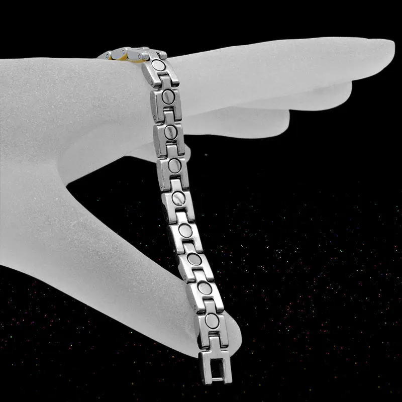 Escalus Ladies Silver Gold 24pcs Magnets Jewelry Fast Delivery Wristband Magnetic Stainless Steel Bio Bangle Charm | Украшения и