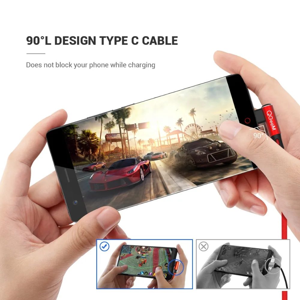 Кабель QGEEM USB Type C для Samsung Note 8 S8 Xiaomi mi A1 кабель сотового телефона типа быстрой