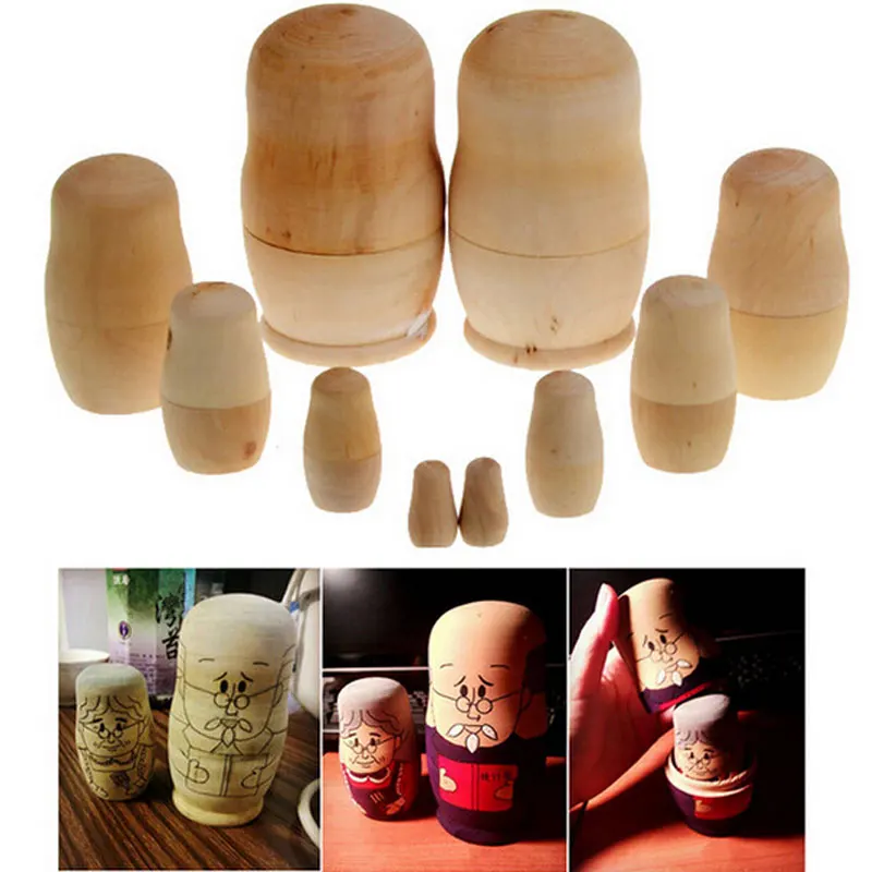 5 шт./компл. Неокрашенный садов ремесла ель эмбрионов России куклы матрешка