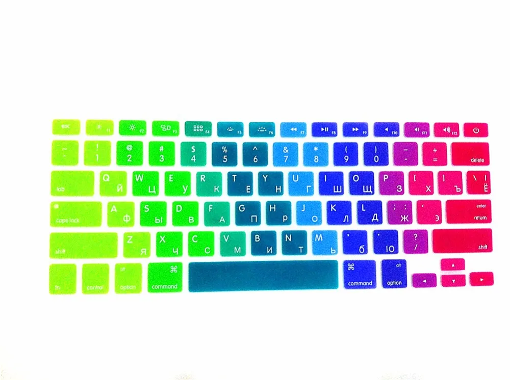 Радужный русский силиконовый чехол для клавиатуры США защитная пленка Apple MacBook Pro