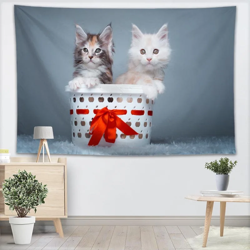 Кота на стену для домашнего декора анималистический настенный гобелен по