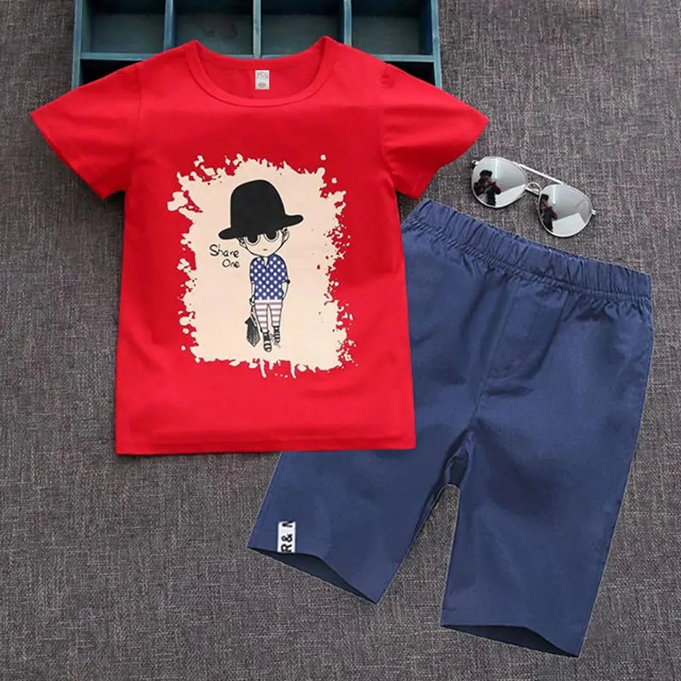 Kids Sets Boys Summer New Children Short Sleeved T Shirt +Pant Two of Children's Sport Suit 4-12 Ages Clothing 7 Styles |