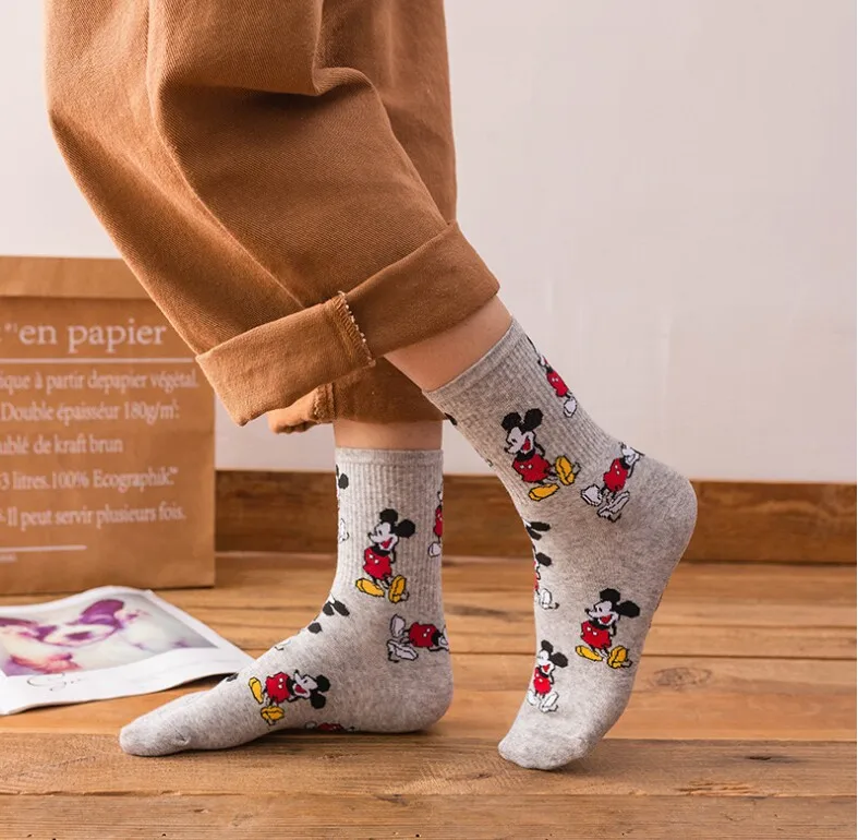 Корейский стиль calcetines Микки Мода Новинка милый мультфильм мышь Sox четыре сезона дикий забавные Женские носочки хлопок Sokke