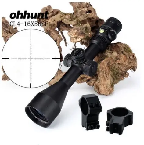 with Dovetail Rings Ohhunt CL 4-16X56 SF охотничий винтовочный оптический прицел стекло травленая сетка боковая параллакса башенки замок Сброс прицел с пузырьковым уровнем - Цвет: with Dovetail Rings