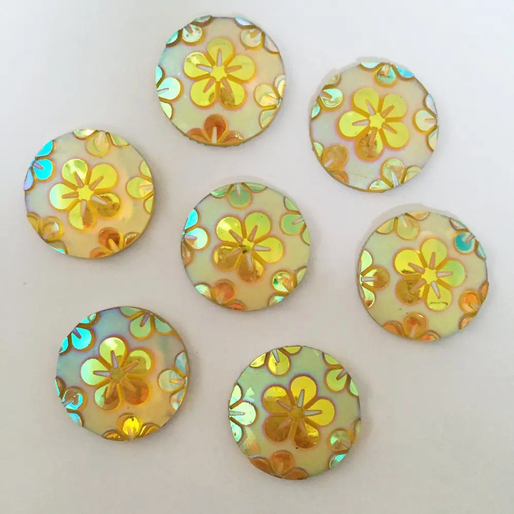 

DIY 10pcs 20mm AB Round Resin flower Flatback Wedding Buttons diy craft PK05