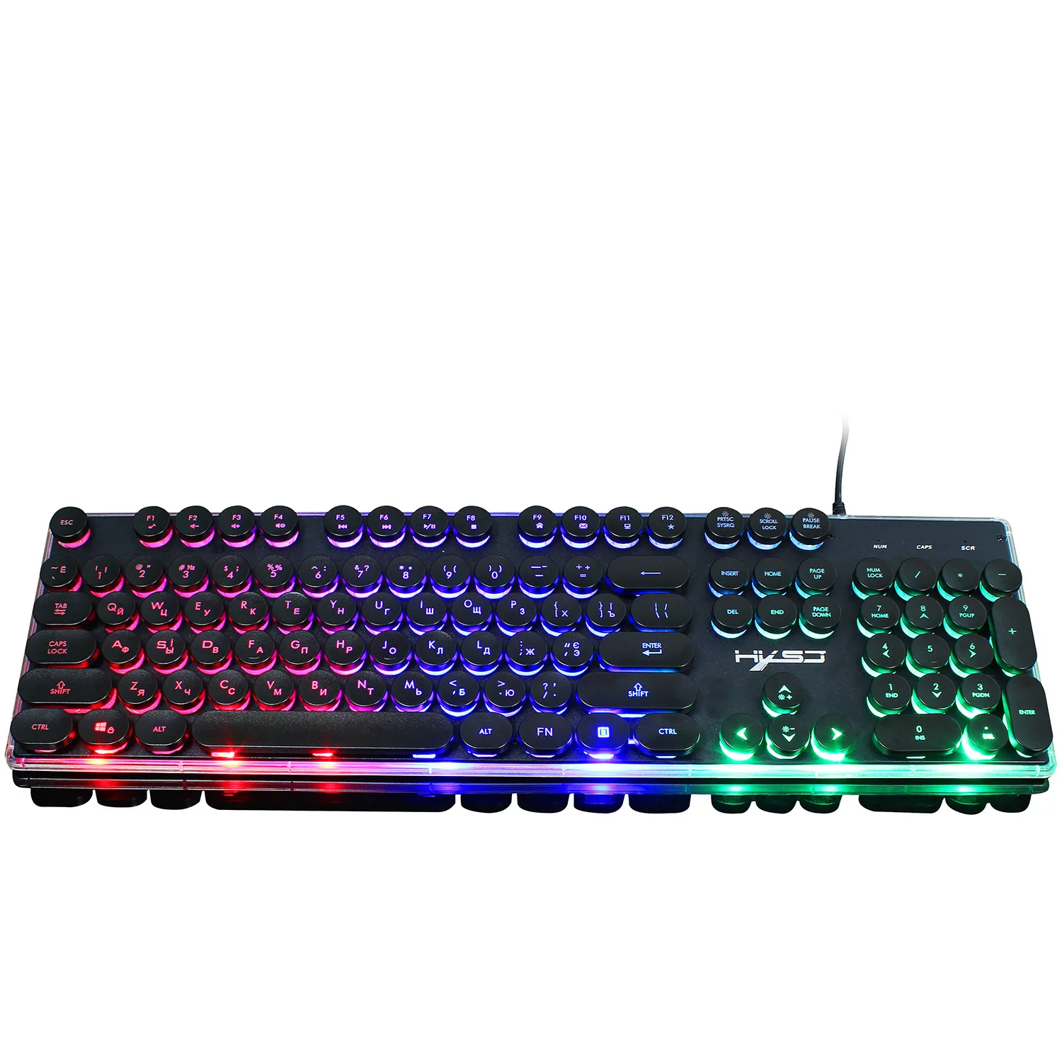 Игровая клавиатура VOBERRY с подсветкой, мышь HXSJ V300, русская круглая клавишная крышка, радужная подвесная полноразмерная клавиатура 104