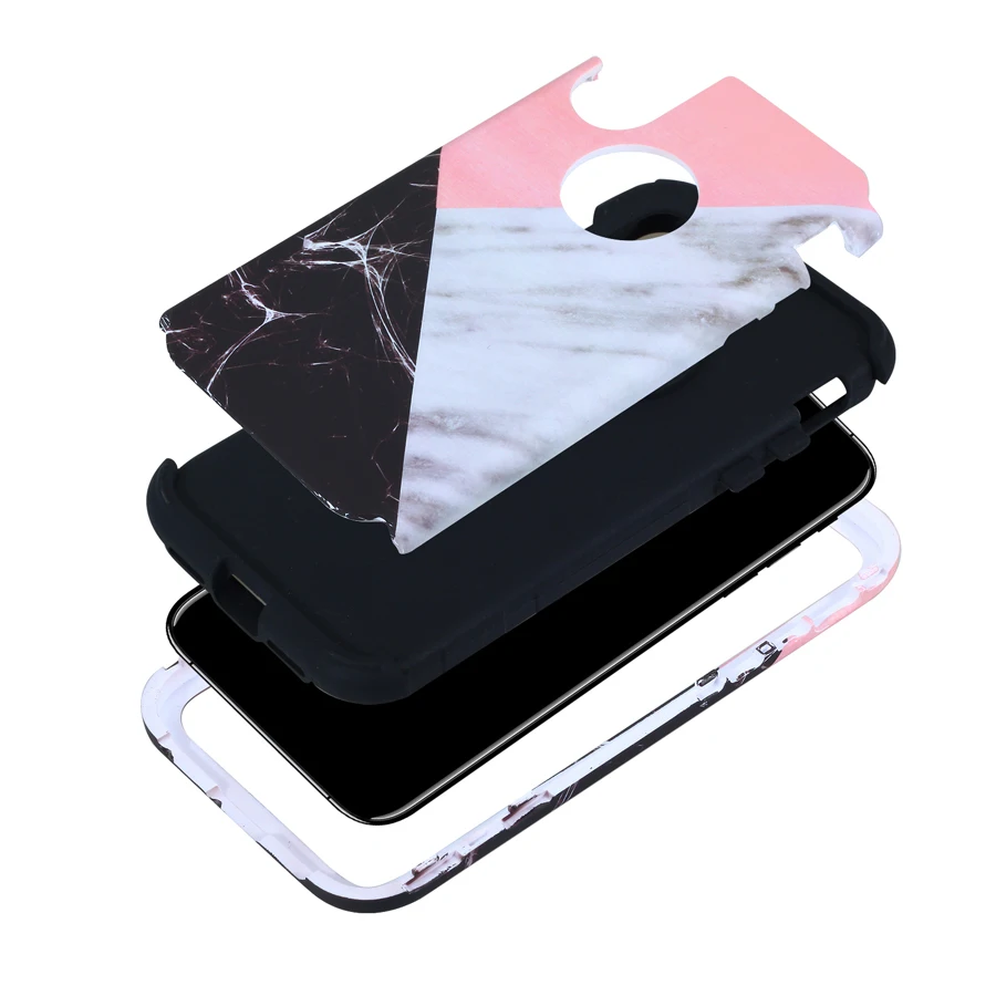 For iphone X Marble case Silicone Slim Fit Shock Absorption Drop Protect Defender Cover 8 8plus full protect |