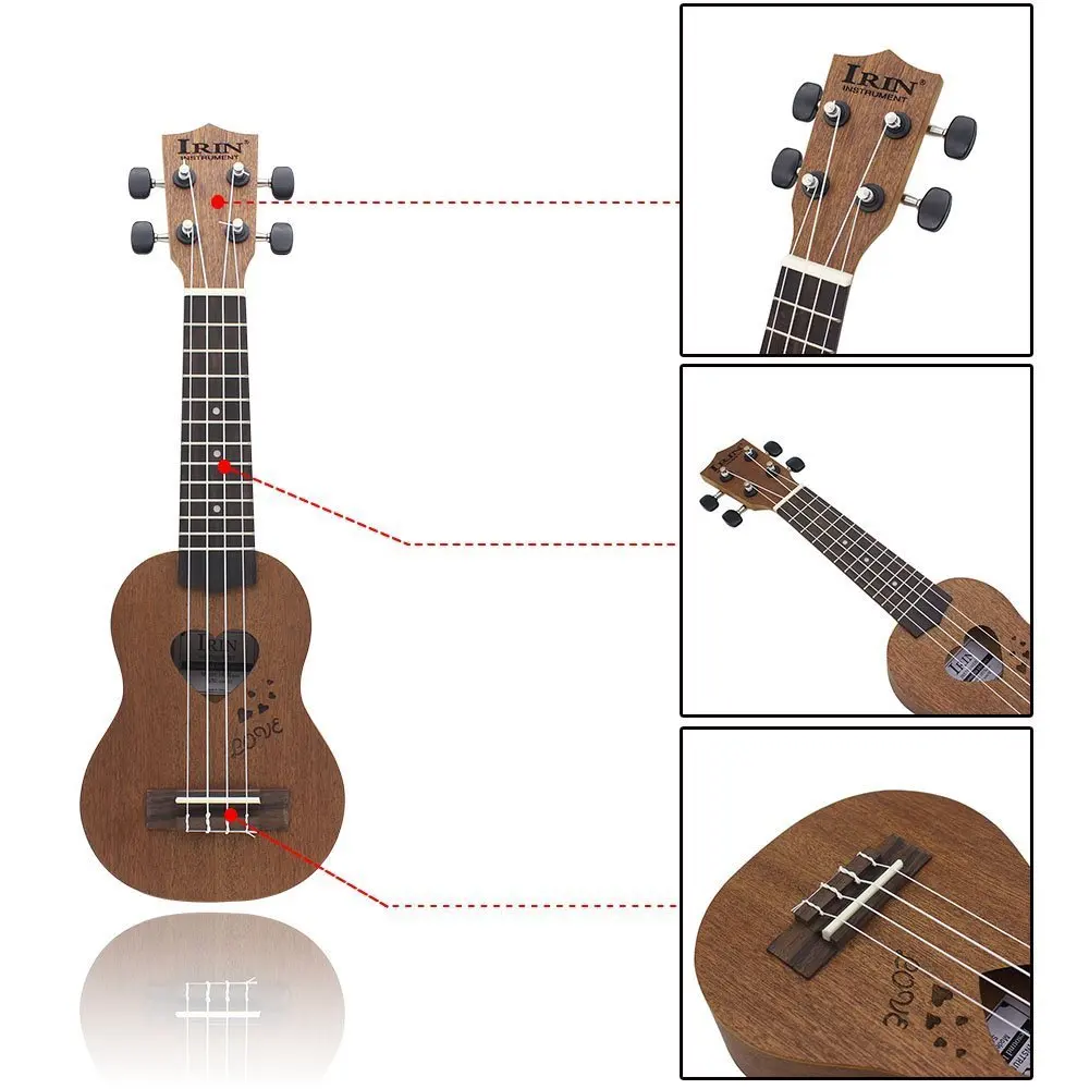 IRIN 17 &quotМини Ukelele Укулеле ель/Sapele Топ палисандр гриф струнный инструмент 4 струны с