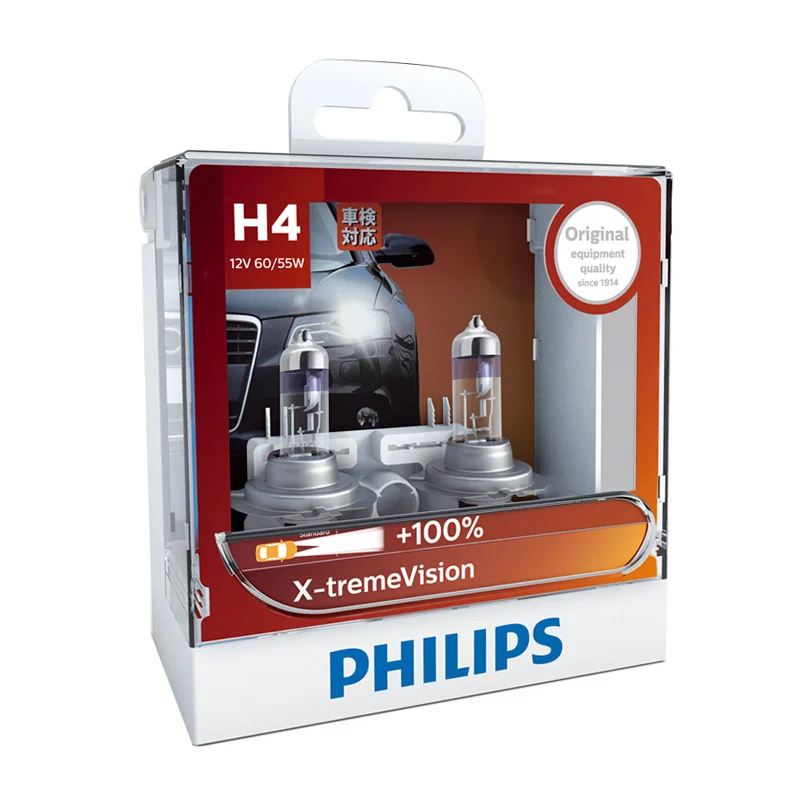 Philips H4 9003 12 в 60/55 Вт P43t X treme Vision автомобильная фара яркие галогенные лампы 92