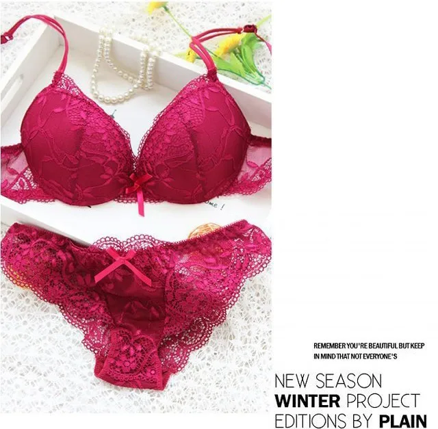 Intimates бюстгальтер Краткие Наборы для ухода за кожей Роскошные пикантные Кружево Бюстгальтер Push Up Для женщин Нижнее Бельё для девочек комплект бюстгальтер эротическое белье Комплект