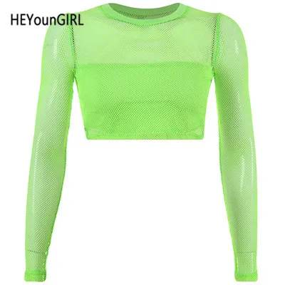 HEYounGIRL Лето ярко-зеленая, сетчатая юбка в стиле Харадзюку и открытыми плечами облегающее сексуальное мини-юбки женские Высокая Талия Обёрточная бумага короткая юбка женское на вечеринку в клуб - Цвет: Green Top
