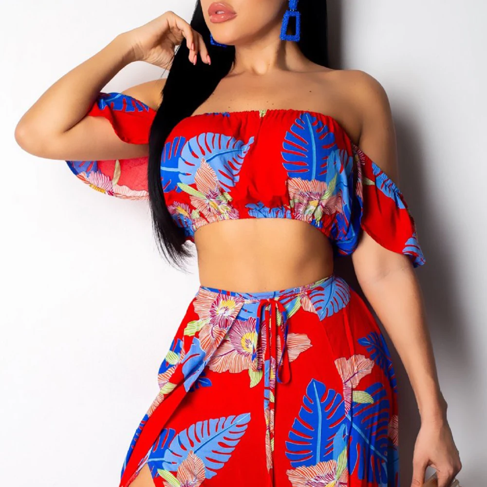 FTGSDLONG плюс размер сексуальная юбка и укороченный топ Женский комплект из 2