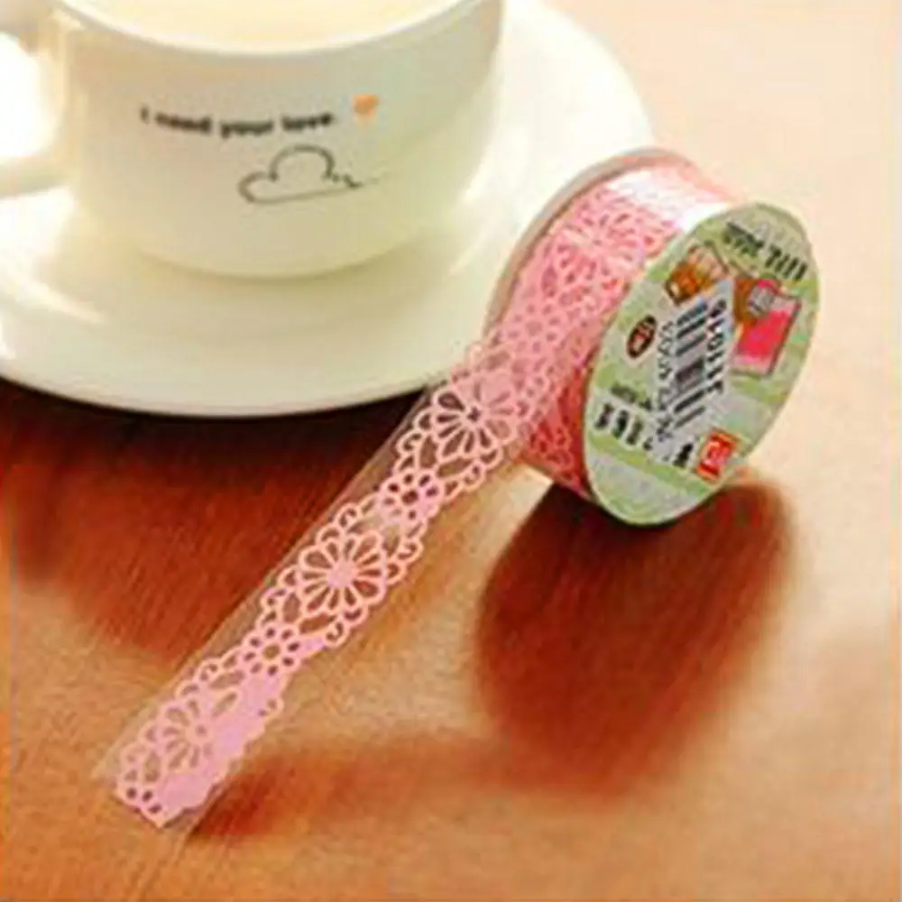 Pink 5 рулонов DIY милые красочные дети фото реквизит кружева цветок лента для ручных фотографий в альбоме рамка Декор фотоальбом - Цвет: Pink