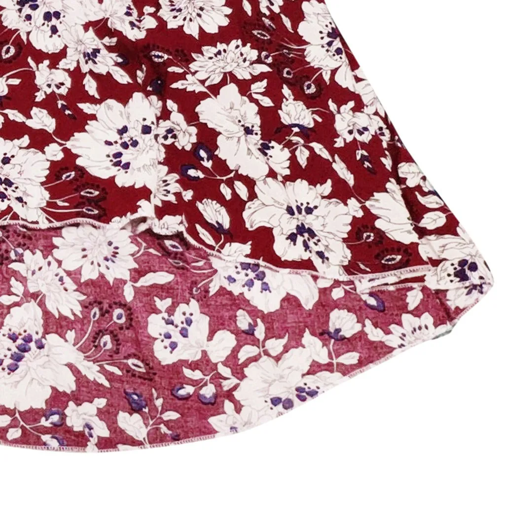 

Women Floral Printed Summer Dress Short Sleeve V Neck Party Lace Up Party Dresses High Split Maxi Dress Festa Female Long Dress