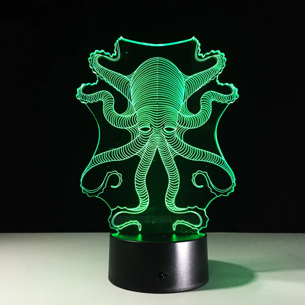Осьминог 3D светодиодный настольный светильник USB сенсорный как прикроватный 7