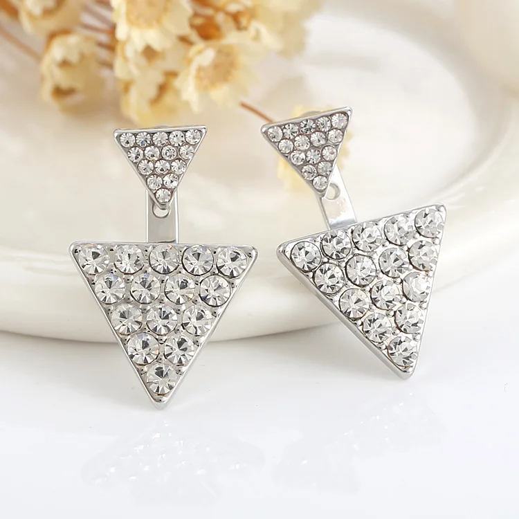 Женские серьги-гвоздики в стиле панк массивные двусторонние треугольные