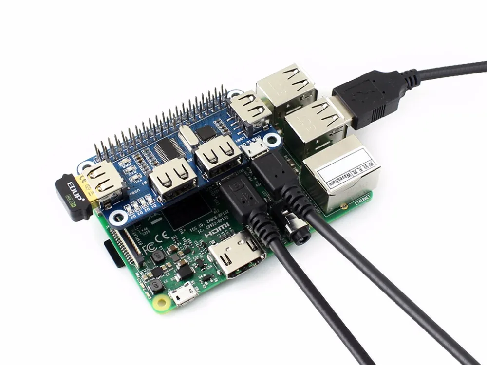 4-портовый USB-концентратор Waveshare для RPi Zero / W/B + /2B /3B USB UART последовательной отладки