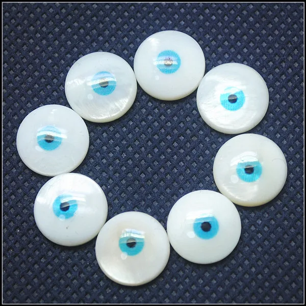 30pcs handmade draw mother of pearl shell cabochons eye coin shapes natural colors for charms bracelet making size 14mm | Украшения и