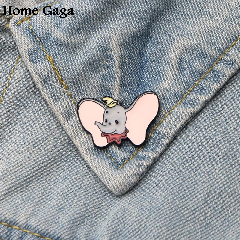 Homegaga Дамбо Слоны цинк галстук мультфильм булавки броши для рюкзака, одежды для мужчин и женщин шляпа Декоративные значки медали D0761