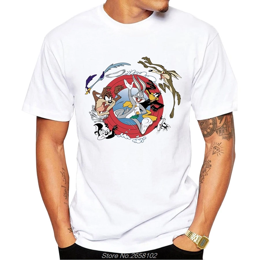 Bugs Bunny Daffy Duck Yosemite Sam футболка Топы с короткими рукавами забавная мультяшная футболка Harajuku футболка уличная одежда
