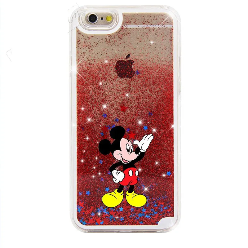 JiBan Star поток песка Чехол для iphone 7 8 Plus X случае Микки и Минни Маус пух Русалка