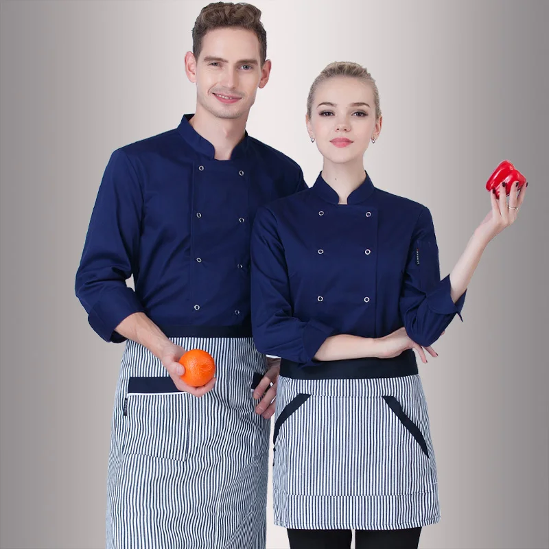 Male Female Hotel Restaurant Uniform Kitchen Chef Jacket Long-sleeve Adult Unisex Cook Clothes Plus Size B-6264 | Тематическая