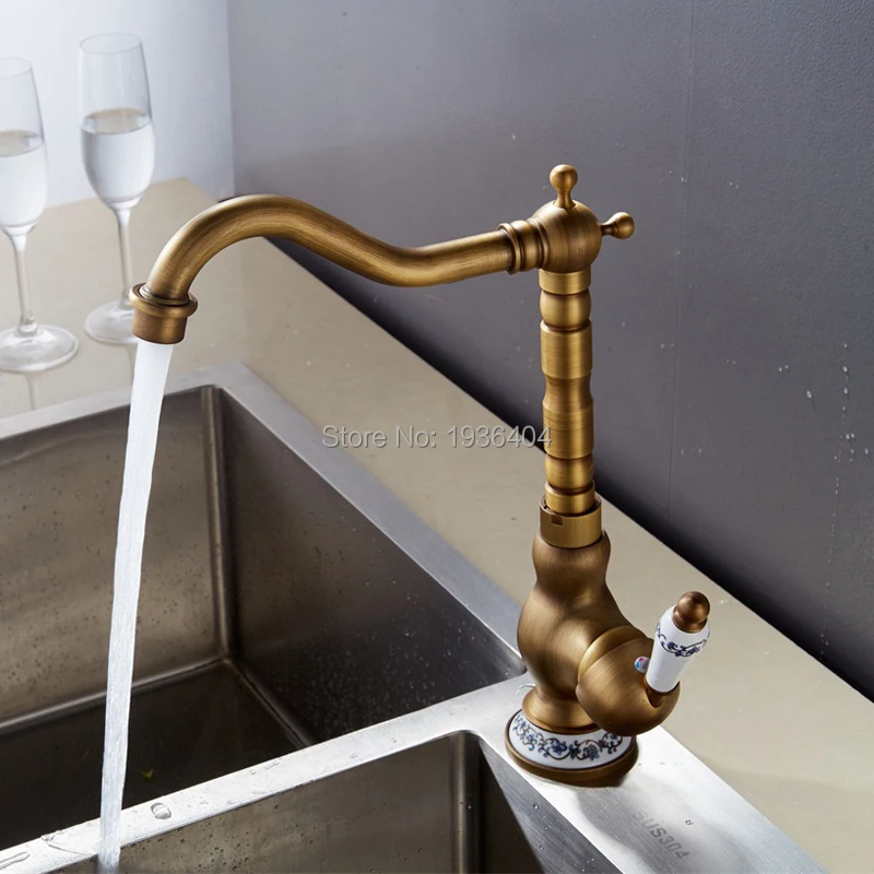 Basin Faucet Antique Brass Finished Mixer Tap Deck Mounted Vanity Vessel Sinks AF1088 | Обустройство дома