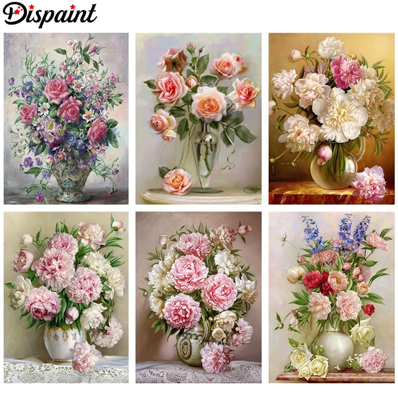 

Dispaint Full Square/Round Drill 5D DIY Diamond Painting "Colored flower" 3D Embroidery Cross Stitch 3D Home Decor Gift