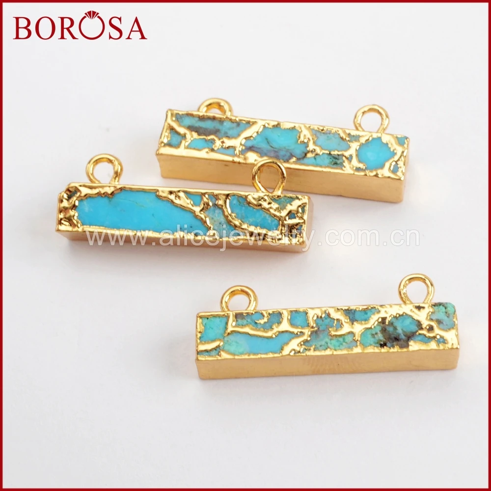 BOROSA 5/10 шт Золотой Цвет Медь натуральная бирюза соединитель Новый Бирюзовый