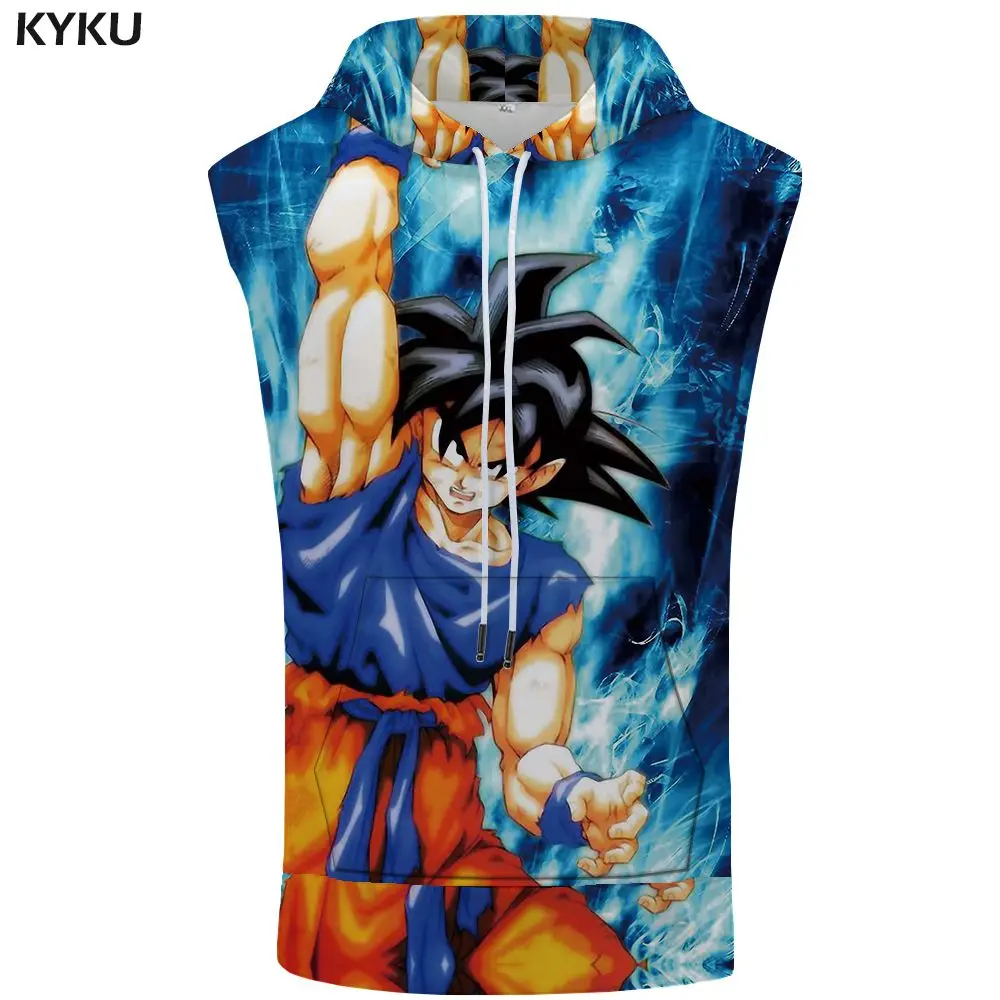 Tank Top 02 KYKU Dragon Ball топ с капюшоном рубашка Гоку война без рукавов желтый свитер жилет Стрингер мужская одежда хип хоп рок - Цвет: Tank Top 02