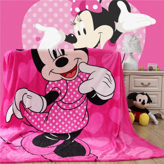 Disney Лето Микки Минни одеяло тонкое стеганое одеяло мягкие фланелевые мультфильм для детей на кровать диван подарки для девочек - Цвет: 150X200cm