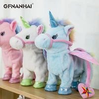 1pc 35cm electric walking unicorn plush toy stuffed animal toy electronic music unicorn toy for children christmas gifts