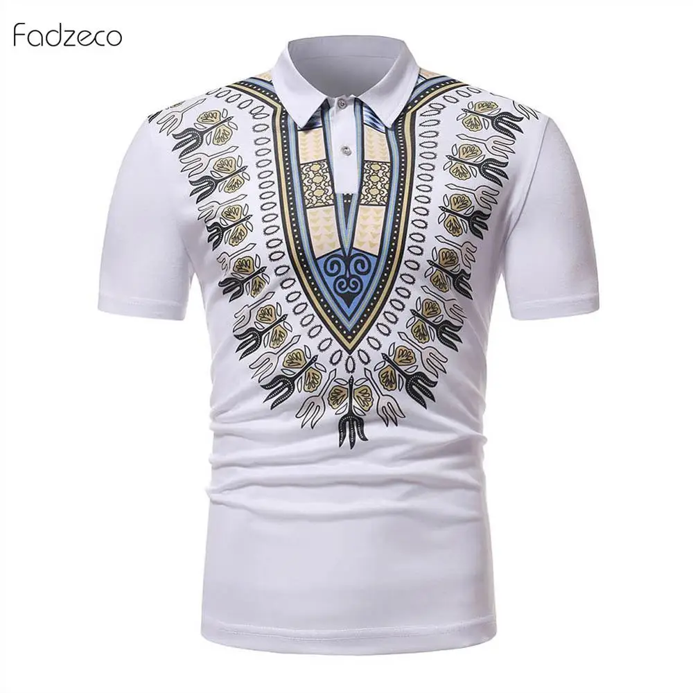 Fadzeco новинка 2019 модная африканская мужская одежда Дашики пуговицы поло рубашка с