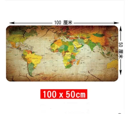 Резиновый коврик для мыши WESAPPA 100X 50/90x40 см с картой мира большой настольные