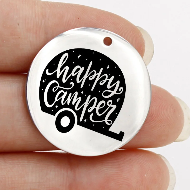 Ladyfun настраиваемые подвески из нержавеющей стали для кемпинга Happy Camper