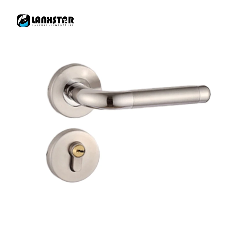 

Утолщенный однодверный замок из чистой меди, дизайн с разрезом, бесшумная ручка из нержавеющей стали с деревянной дверью