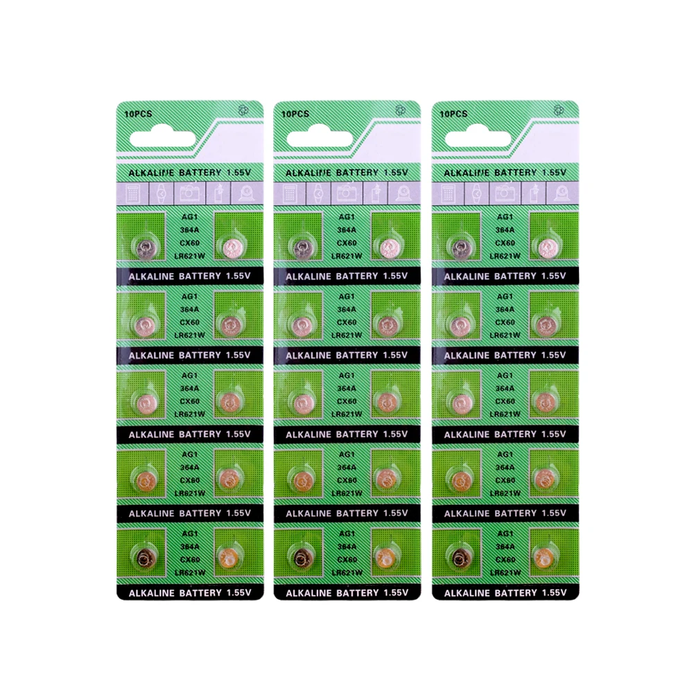 YCDC 30 шт. AG1 364 SR621 SR60 SR60L Щелочная монетная ячейка Sr621sw TR621SW V364 кнопочные батареи для