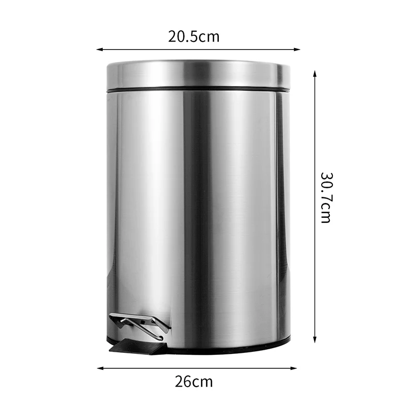 silver 7л мусорная корзина для ванной, круглая ступенька, мусорная корзина с педалью, ведро с крышкой, Мини рабочий стол, туалет, кухня, автомобильное ведро, мусорная корзина - Цвет: silver