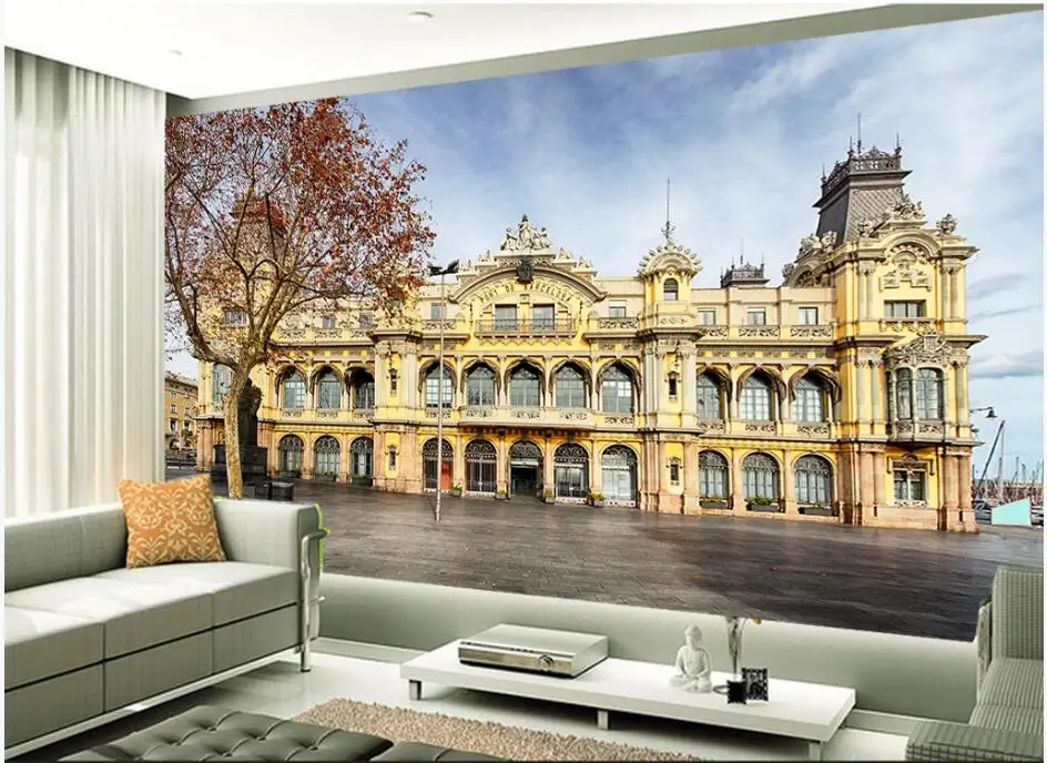 

WDBH 3d wallpaper custom photo Port of Barcelona Europe background living room home decor 3d wall murals wallpaper for walls 3 d