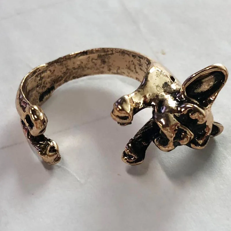 Blucome NEW Vintage Animal Puppy Shape Cocktail Rings Antique Gold Color Party Fashion Accessories For Women Girls Jewelry Gifts | Украшения