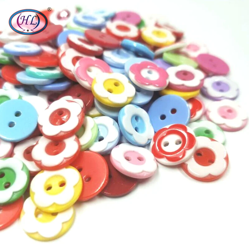 

HL 13MM 100pcs Mix Color Flatback Resin Buttons 2 Holes DIY Scrapbooking Kid's Garment Sewing Accessories