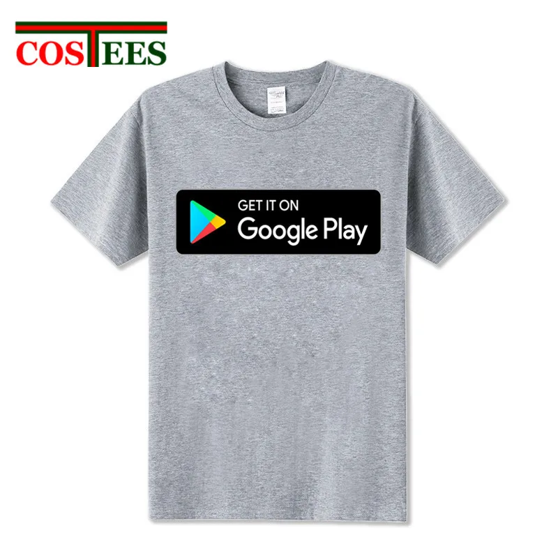 Git it on Google Play letters printed T Shirts men Cotton Short sleeve google shirt hombre Leisure T-shirt tshirts | Мужская одежда