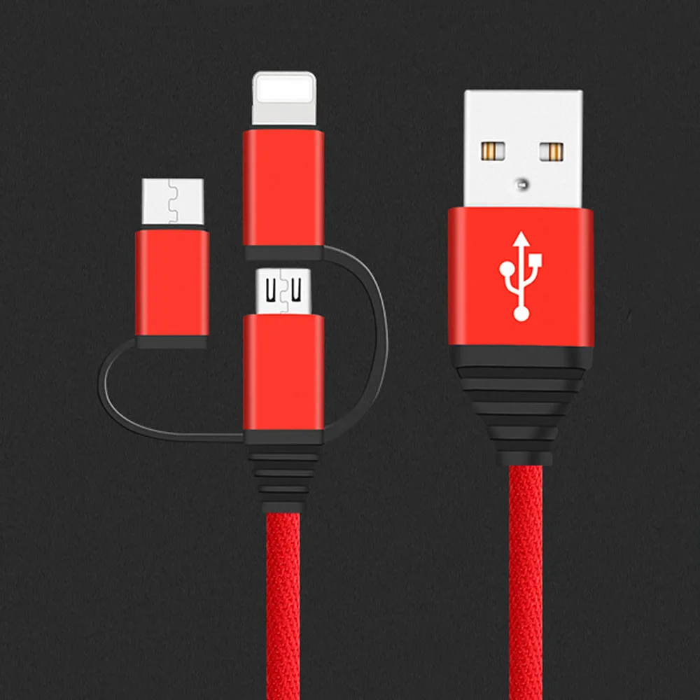 3 в 1 несколько кабелей нейлоновый Плетеный USB провод для быстрой зарядки с типом