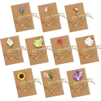 50pcs handmade greeting cards vintage kraft blank note card thank notes for birthday party invit dried flowers greeting cards