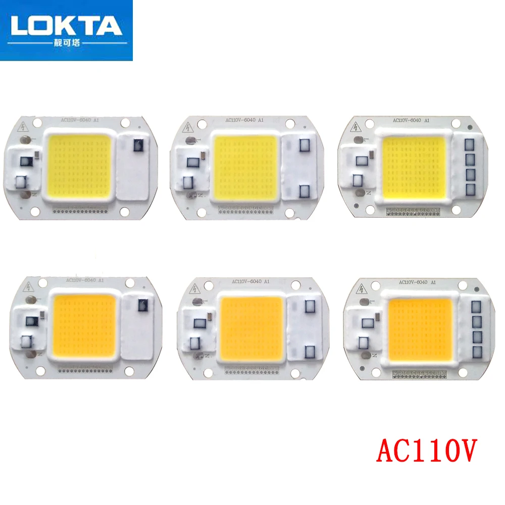5 шт./лот LED COB чип лампа 20 Вт 30 50 AC110V IP65 Smart IC подходит для DIY Прожектор уличный свет