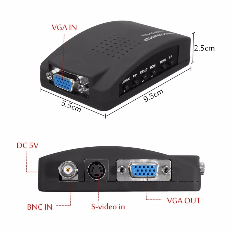 Преобразователь сигнала BNC Digital AV / S Для VGA RCA TV адаптер разрешения переключатель