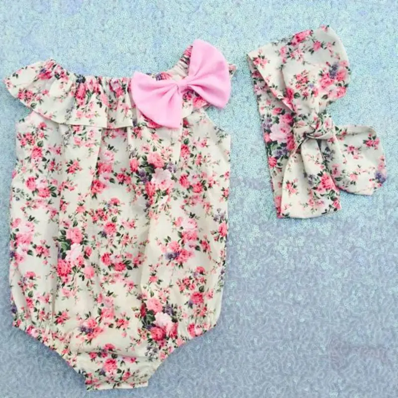 Женский комбинезон в стиле бохо с цветочным принтом|baby rompers|bubble romperfloral baby romper |