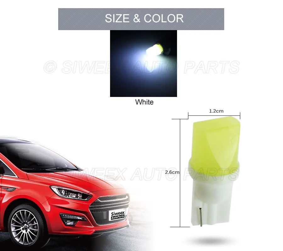10 шт. T10 гнездо W5W 168 194 SMD COB светодиодный белые женские туфли на платформе и боковые